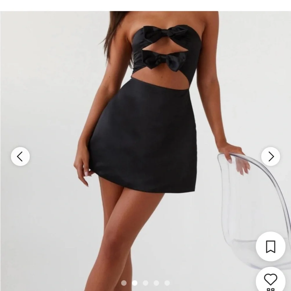 Peppermayo Elegant Black Bow Cutout Dress in Size 8 - Picture 2 of 6